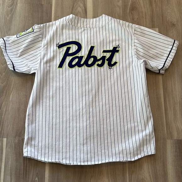HUF Pabst Baseball Jersey PBR Heavy Twill Pinstripe Embroidered Large - Picture 5 of 13